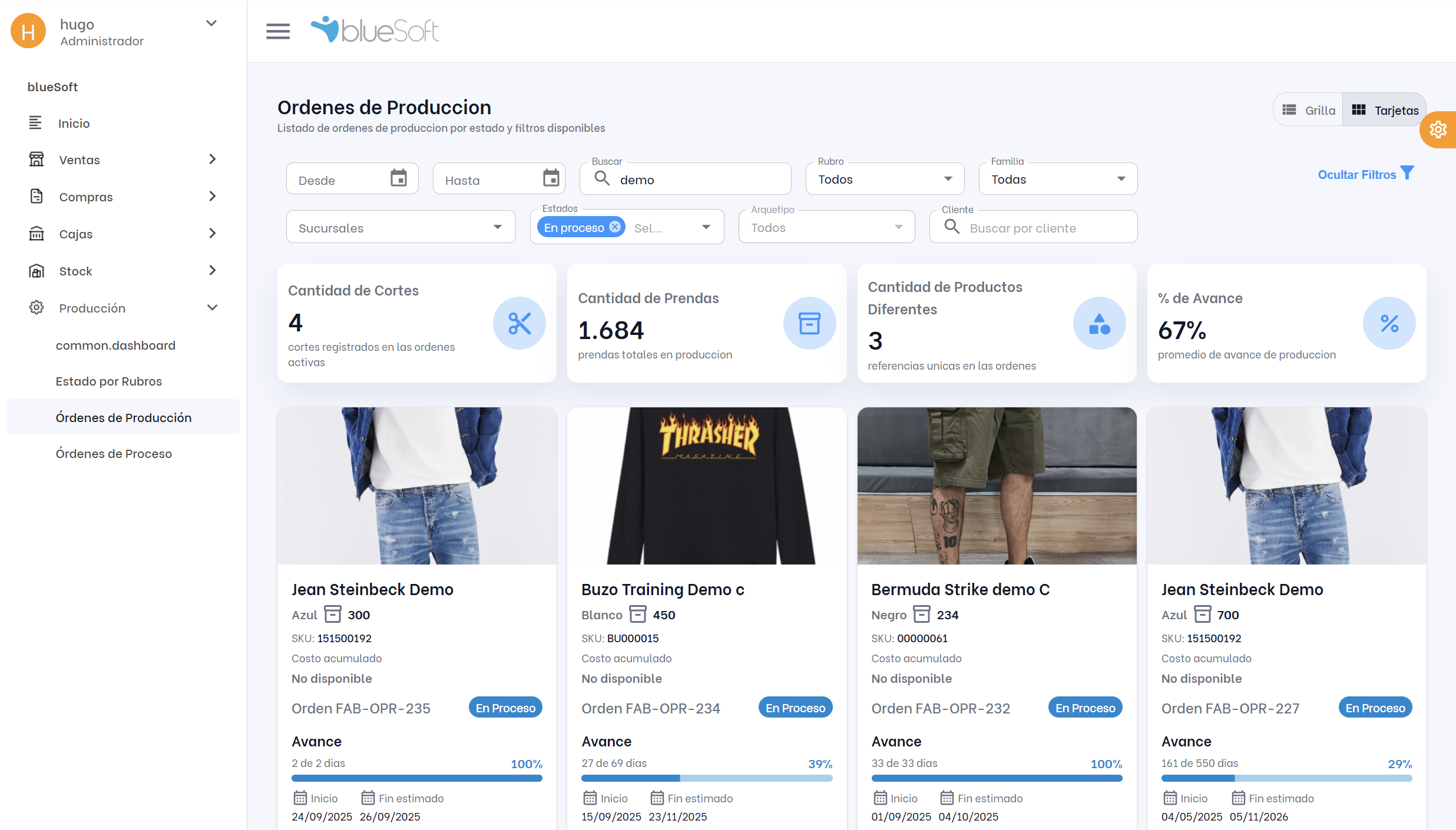 Órdenes de Producción BlueSoft